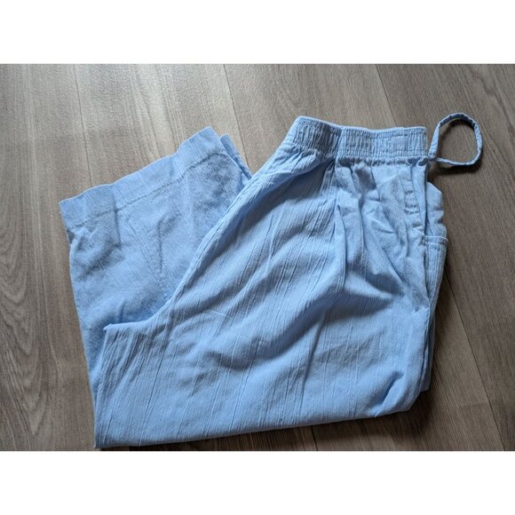 Jeno Neuman Petite Light Blue Elastic Waist Cropped Pants PL Comfy Lounge Wear - Picture 2 of 4